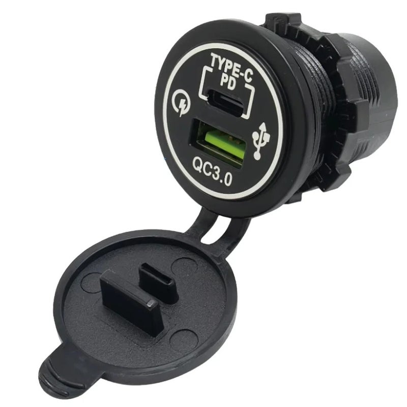 Bluejw 48W Dual USB Car Charger, QC3.0 18W & USB C PD 30W Fast Charging Adapter, 12-24V Automobile Charger Socket for Bus, Motorcycle, Boat - Image 2